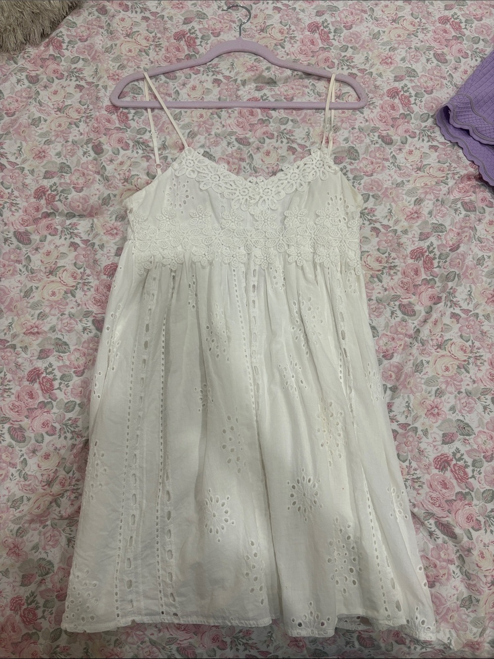 Womens White Eyelet Lace Sundress